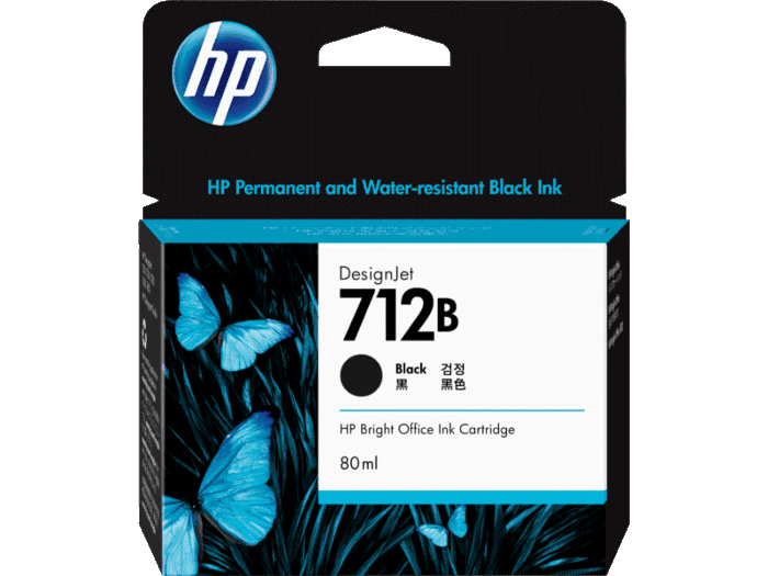 HP 712B 80-ml Black DesignJet Ink Cartridge