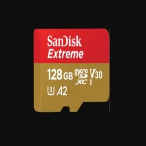 SanDisk Extreme MicroSDXC, SQXA1 128GB, V30, U3, C10, A2, UHS-I, 160MB/s R, 90MB/s W, 4x6, Lifetime Limited, Mobile Gaming SKU