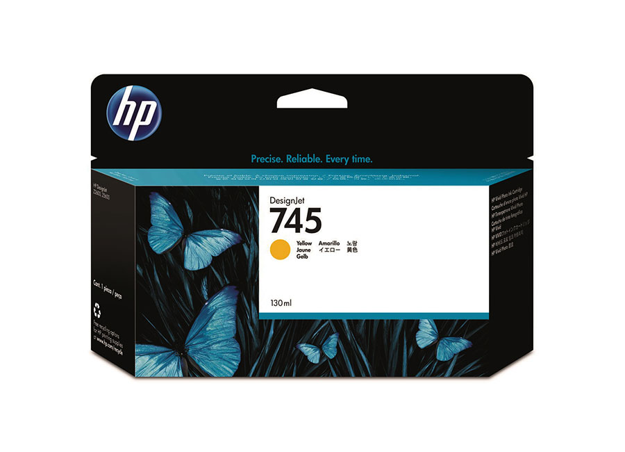 HP 745 130-ml DesignJet Yellow Ink Cartridge,F9J96A