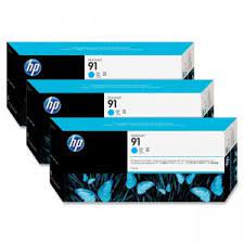 HP 91 3-pack 775-ml Cyan DesignJet Pigment Ink Cartridges