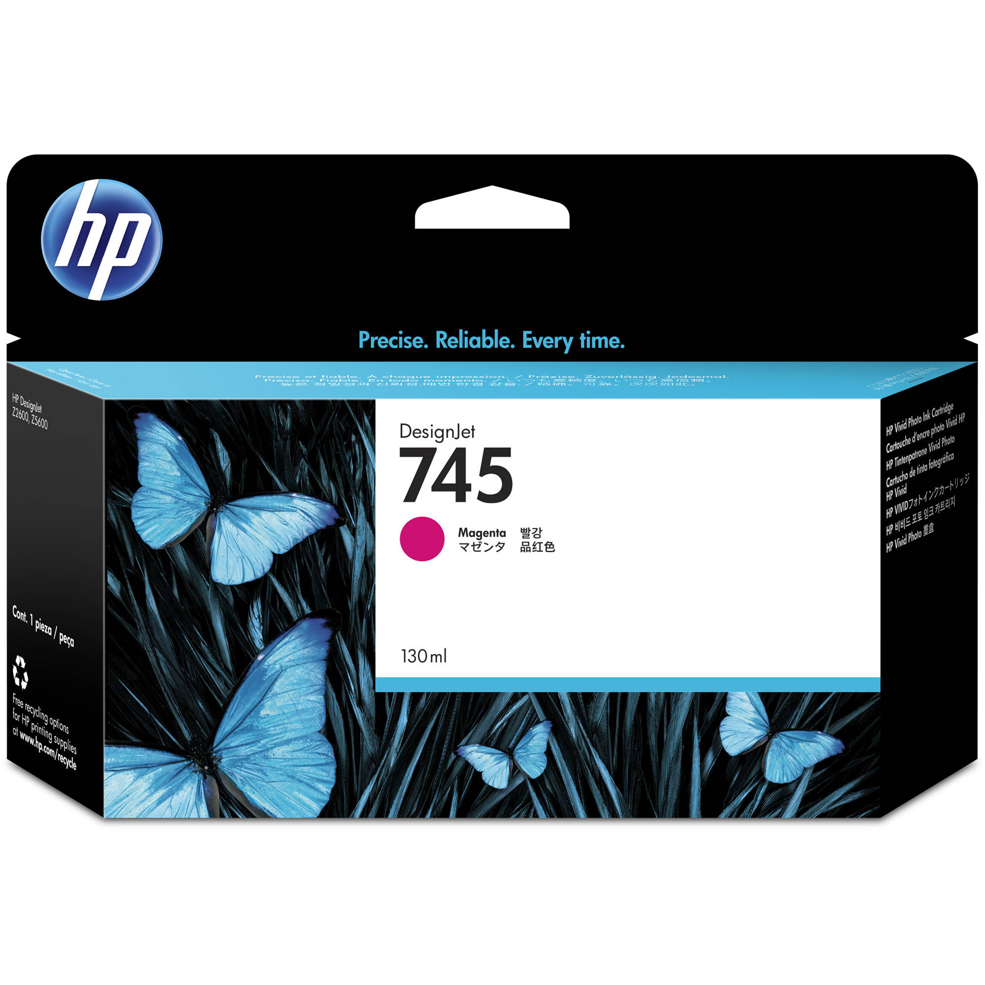HP 745 130-ml DesignJet Magenta Ink Cartridge,F9J95A