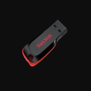SanDisk Cruzer Blade USB Flash Drive, CZ50 64GB, USB2, Black With Red Accent, Compact Design, 5Y