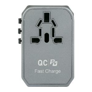 Verbatim 4-port Universal Travel Adaptor 40W With PD 29W & 3 X USB - Grey