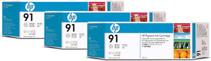 HP 91 3-pack 775-ml Light Gray DesignJet Pigment Ink Cartridges