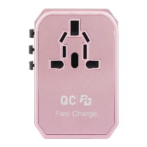 Verbatim 4-port Universal Travel Adaptor 40W With PD 29W & 3 X USB - Rose Gold