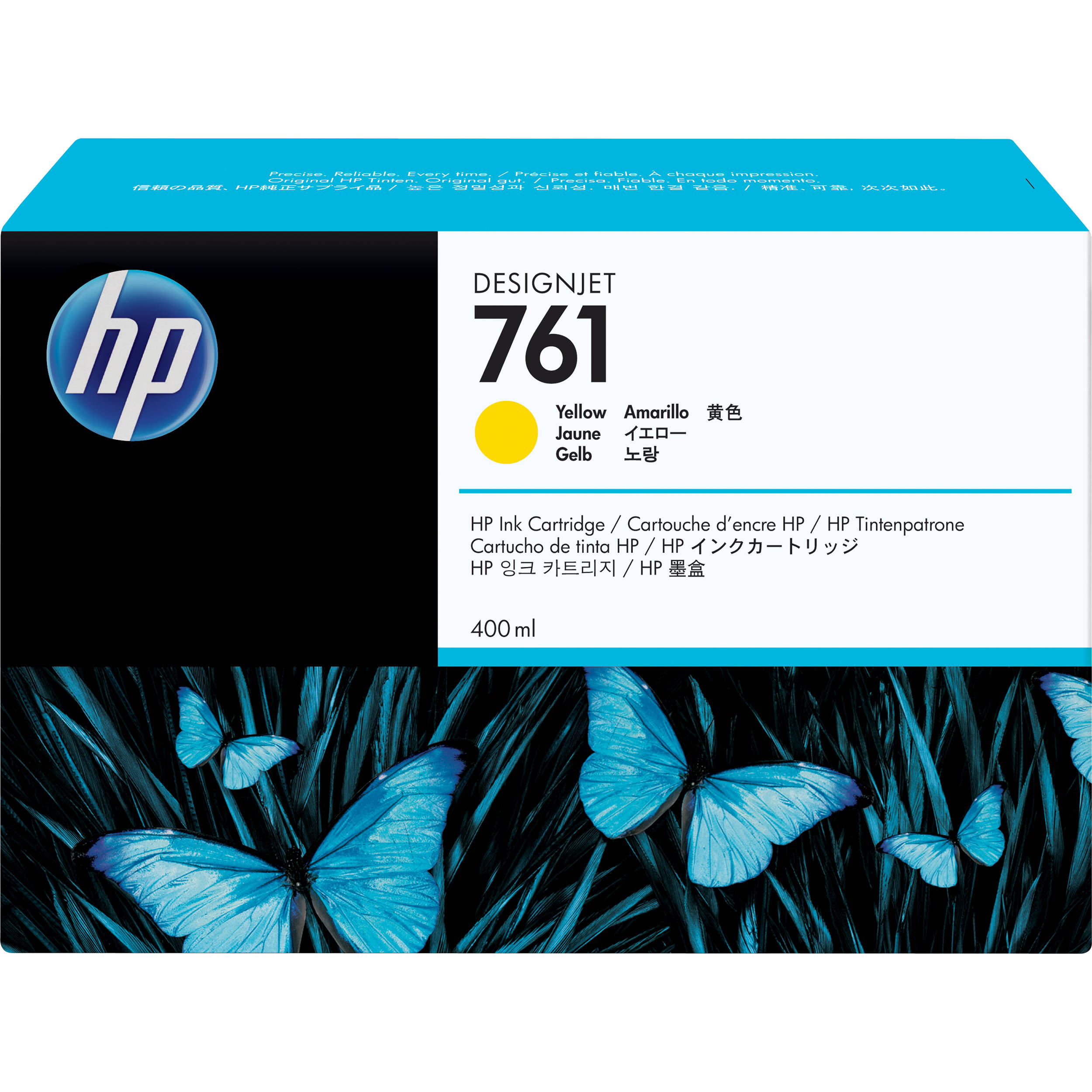 HP 761 400-ml Yellow DesignJet Ink Cartridge,CM992A