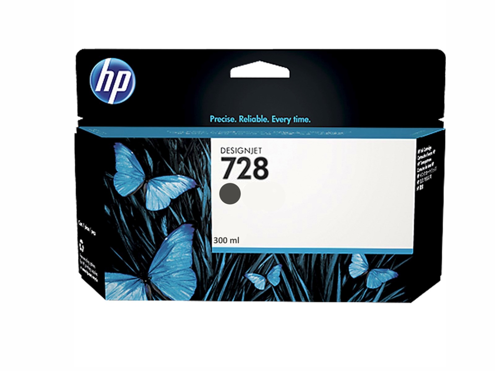 HP 728 300-ml Matte Black DesignJet Ink Cartridge, F9J68A